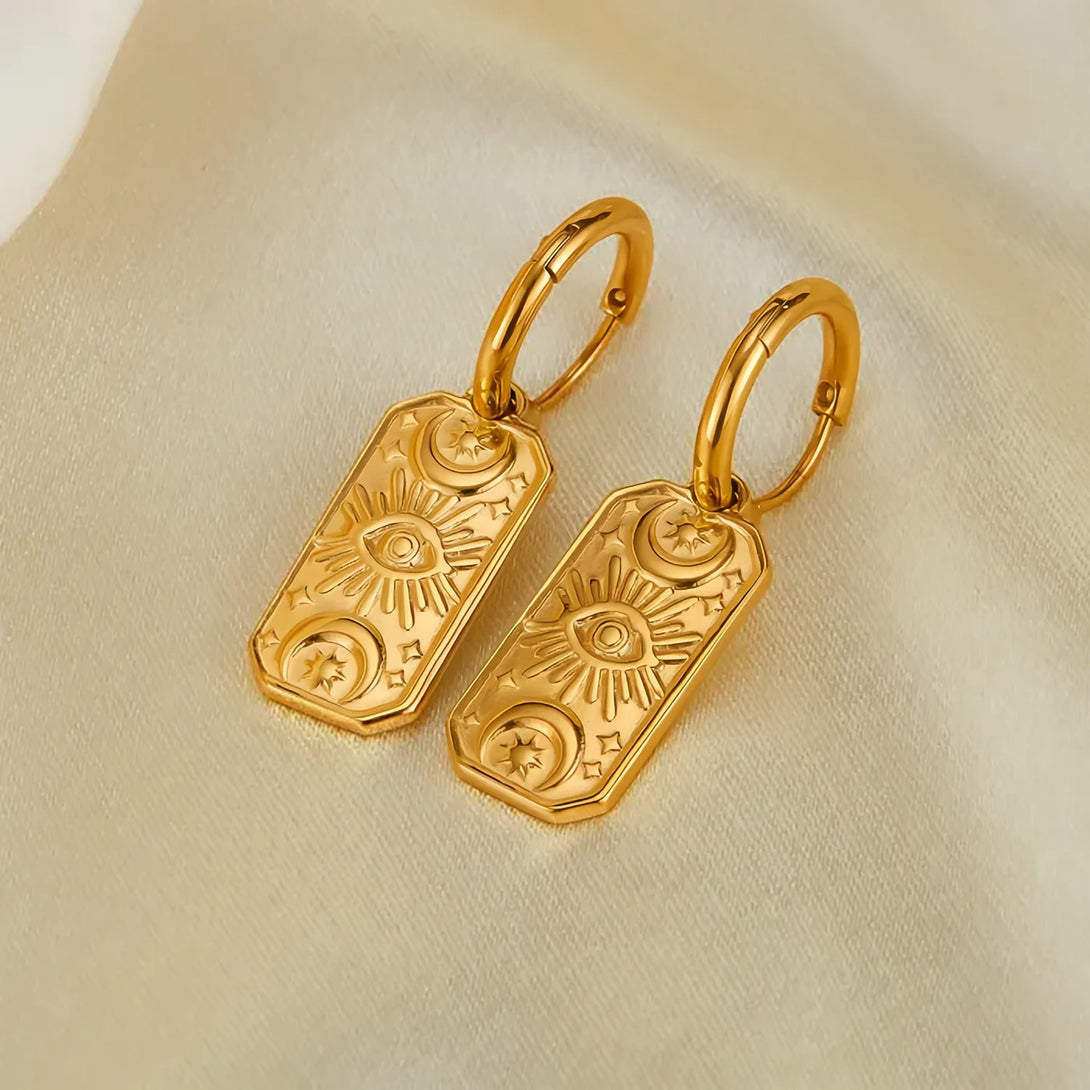 Moda forma quadrada gota 18k cor de ouro aço inoxidável à prova dwaterproof água huggie hoop brincos feminino encantos jóias diárias alta qualidade