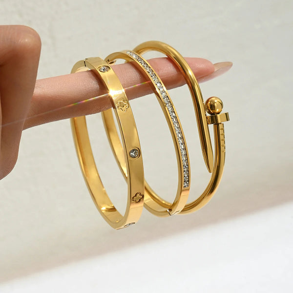 Europa e nos Estados Unidos venda quente de aço inoxidável pulseira de unhas de ouro moda feminina pulseira pulseiras de ouro
