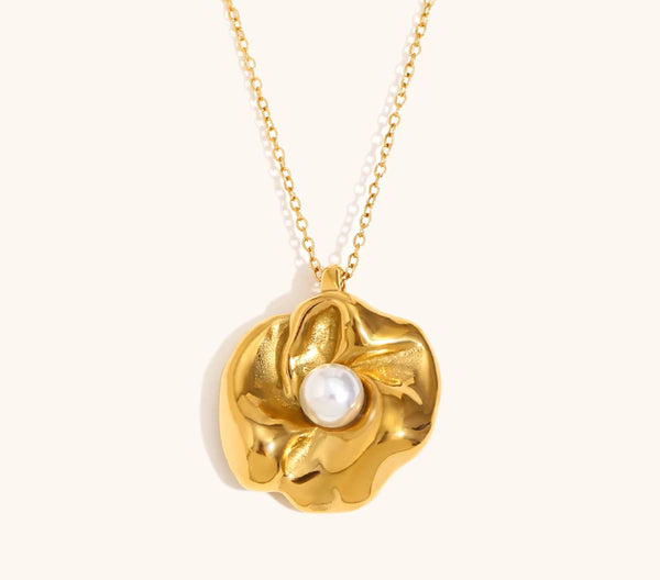 La Muses Pérola Flor Pingente de Aço Inoxidável Colar Feminino Elegante Moda Charme Jóias Presente 2025