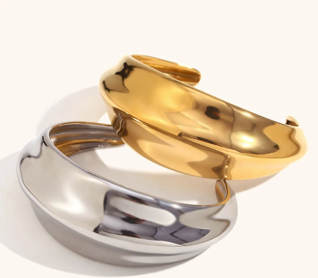 La.Muses Concavo Convexo Superfície Curva Pulseira Aberta de Aço Inoxidável Moda Feminina Jóias À Prova D 'Água Acessórios Femininos