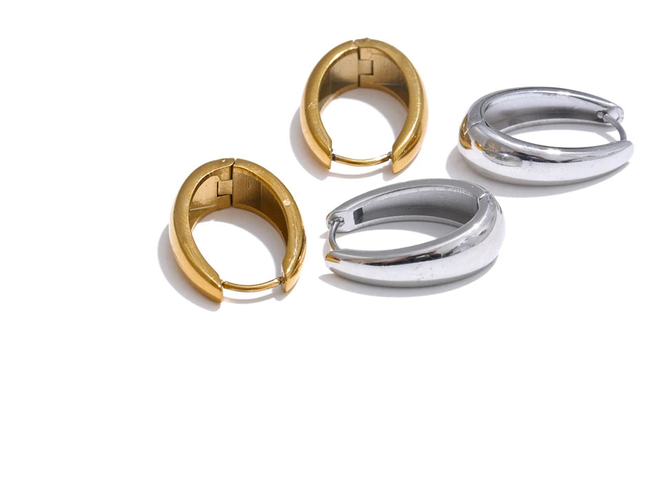 Yhpup 316L Brincos de argola geométricos em formato de U em aço inoxidável 18K banhado a ouro PVD popular diário elegante acessório de joias à prova d'água