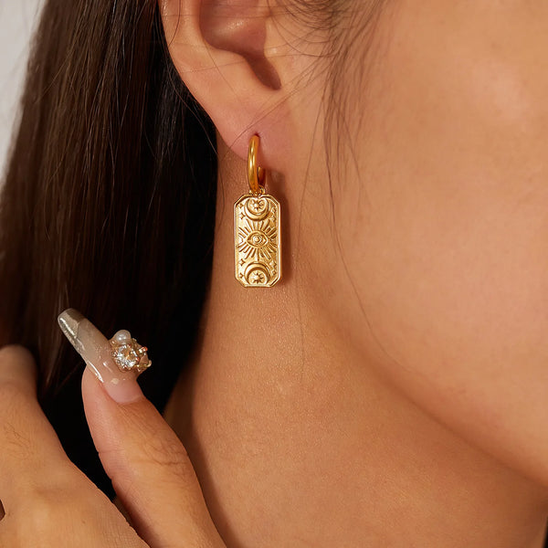 Moda forma quadrada gota 18k cor de ouro aço inoxidável à prova dwaterproof água huggie hoop brincos feminino encantos jóias diárias alta qualidade