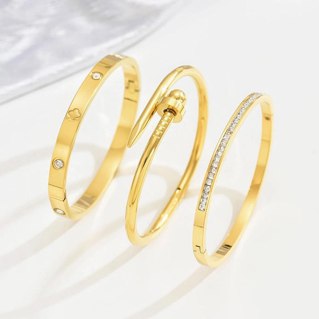 Europa e nos Estados Unidos venda quente de aço inoxidável pulseira de unhas de ouro moda feminina pulseira pulseiras de ouro