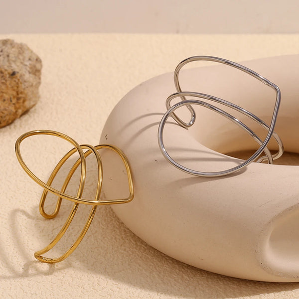 E.B. Belle-Linha Minimalista Pulseira Coração para Mulheres, Banhado a Ouro 18K, Pulseiras de Mão, Jóias em Aço Inoxidável 316L