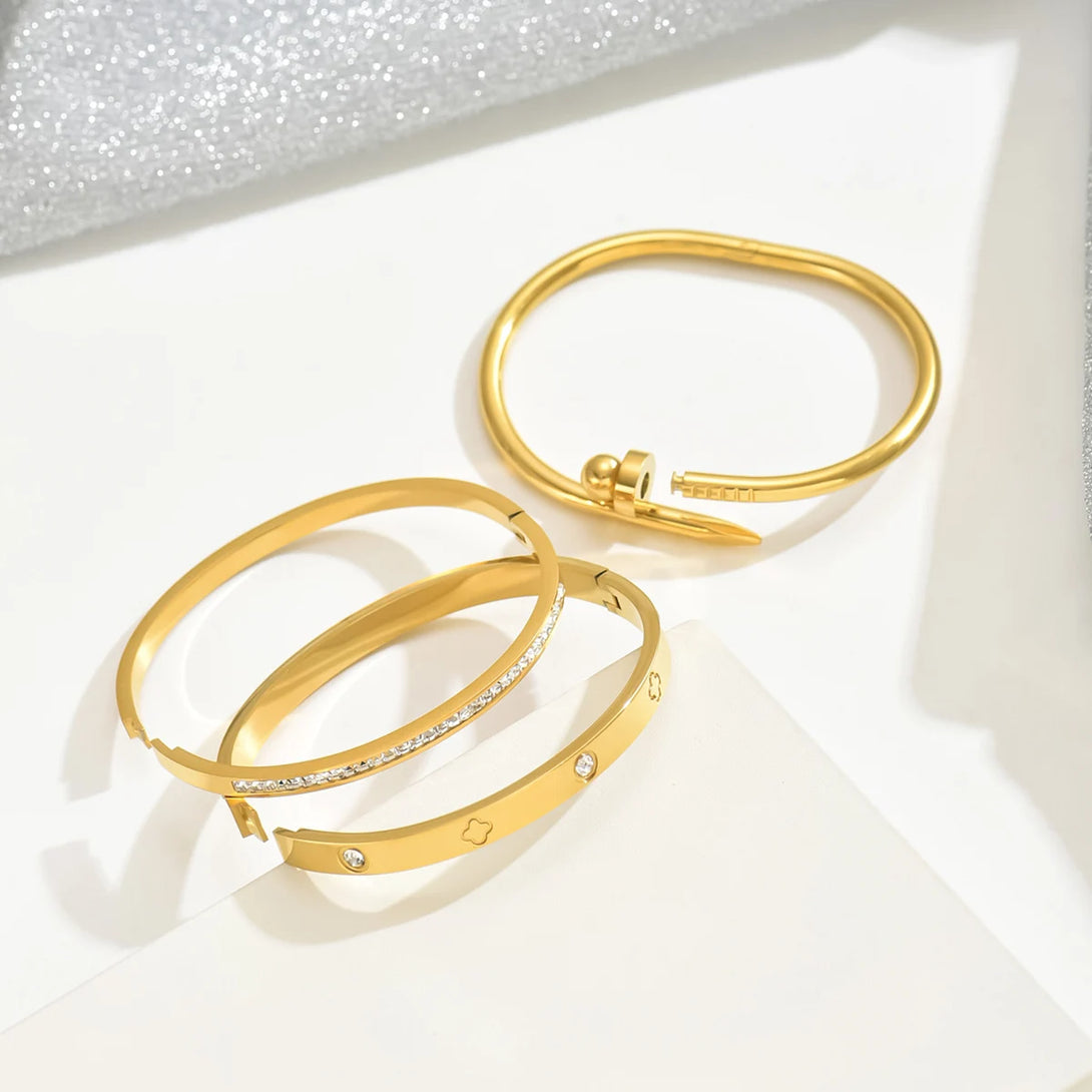 Europa e nos Estados Unidos venda quente de aço inoxidável pulseira de unhas de ouro moda feminina pulseira pulseiras de ouro