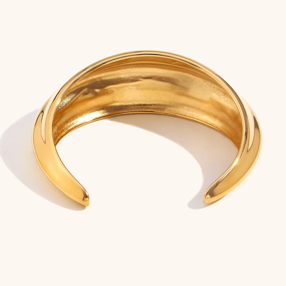 La.Muses Concavo Convexo Superfície Curva Pulseira Aberta de Aço Inoxidável Moda Feminina Jóias À Prova D 'Água Acessórios Femininos