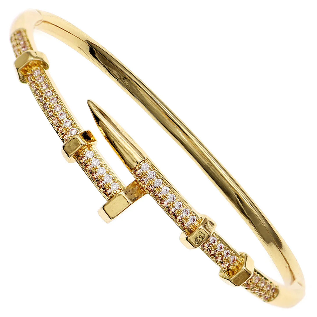 Pulseira de unhas feminina clássica de aço inoxidável, pulseiras populares da europa e dos estados unidos, pulseira de zircônia brilhante como presente