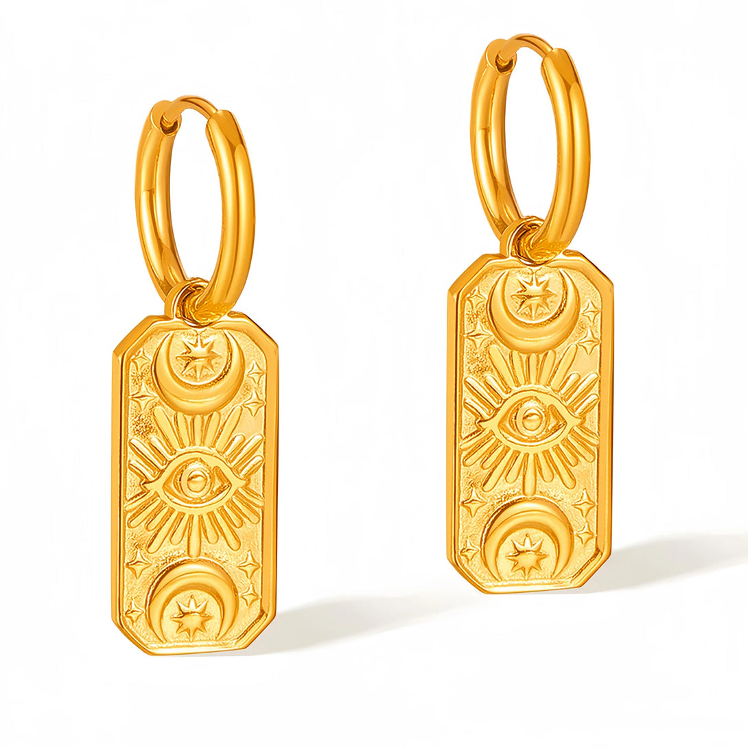 Moda forma quadrada gota 18k cor de ouro aço inoxidável à prova dwaterproof água huggie hoop brincos feminino encantos jóias diárias alta qualidade
