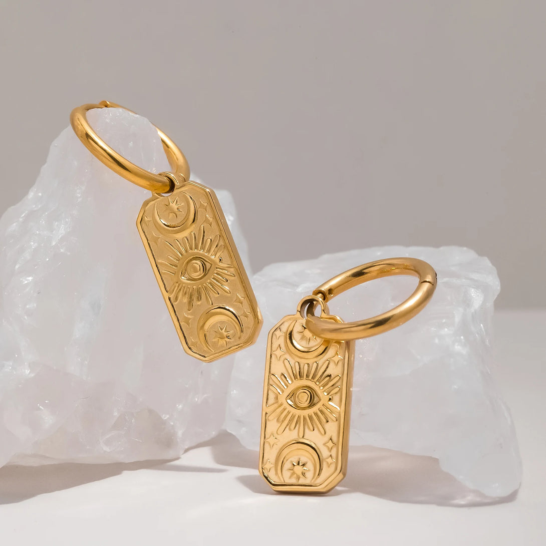 Moda forma quadrada gota 18k cor de ouro aço inoxidável à prova dwaterproof água huggie hoop brincos feminino encantos jóias diárias alta qualidade