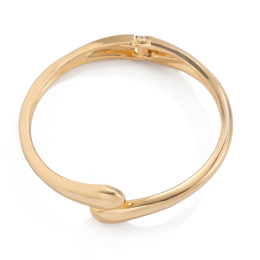 Anel de pulseira de metal largo para mulheres, cor dourada e prateada, gota d'água robusta, punho aberto, grosso, irregular, torcido, joias