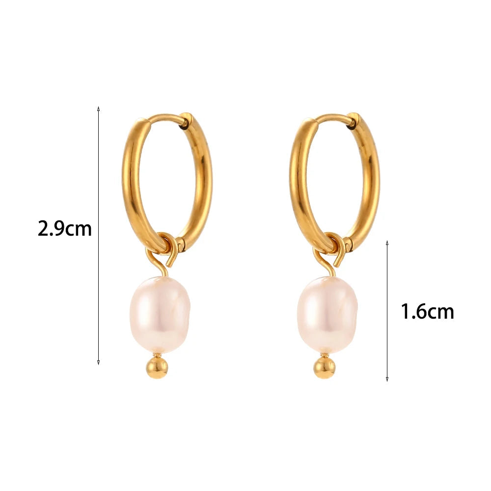 Ebbelle minimalista aço inoxidável pequenos brincos de argola de água doce pérola encantos meninas senhoras na moda jóias 2024 brincos de pérola