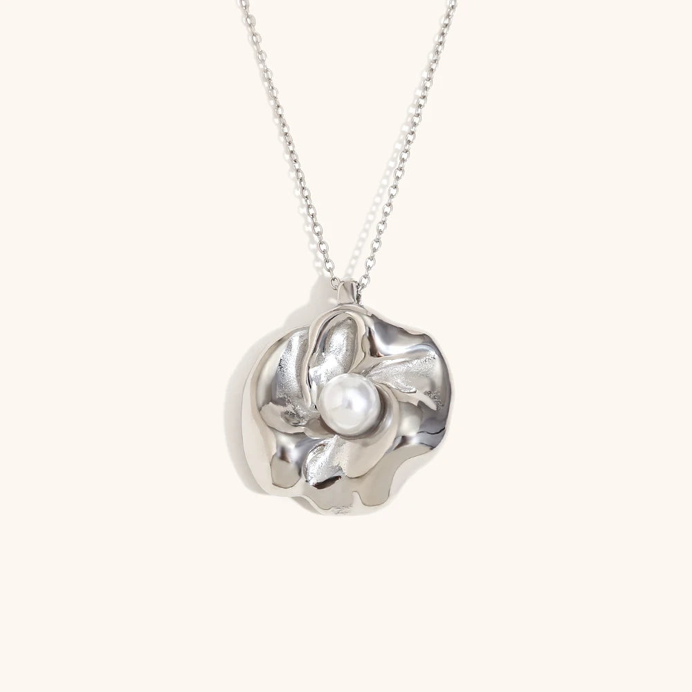 La Muses Pérola Flor Pingente de Aço Inoxidável Colar Feminino Elegante Moda Charme Jóias Presente 2025